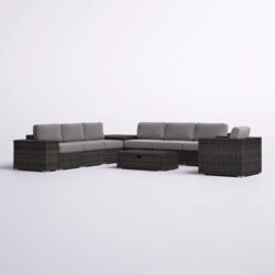 Outdoor 11 Piece Sectional Seating Set With Cushions - Espresso