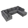 Oversized Sectional Sofa U-Shaped Sofa Couch Pull-Out Sofa Bed With Two Throw Pillows For Living Room - Gray - Image 13