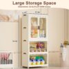 Portable Wardrobe Closet Storage Organizer With Magnetic Doors And Hanging Rod - Cream White - Image 10