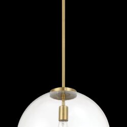 Gleam - Single Light Pendant Lamp With Clear Globe Satin - Antique Brass / Clear / Gold