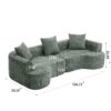 Modern Style Curved Sofa, Soft Corduroy Sofa With 3 Pillows, Living Room Ultra Smooth Curved Fabric Sofa - Green - Image 3