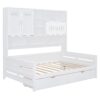 Full Size Daybed With 2 Drawers And All In One Cabinet And Shelf - White - Image 4