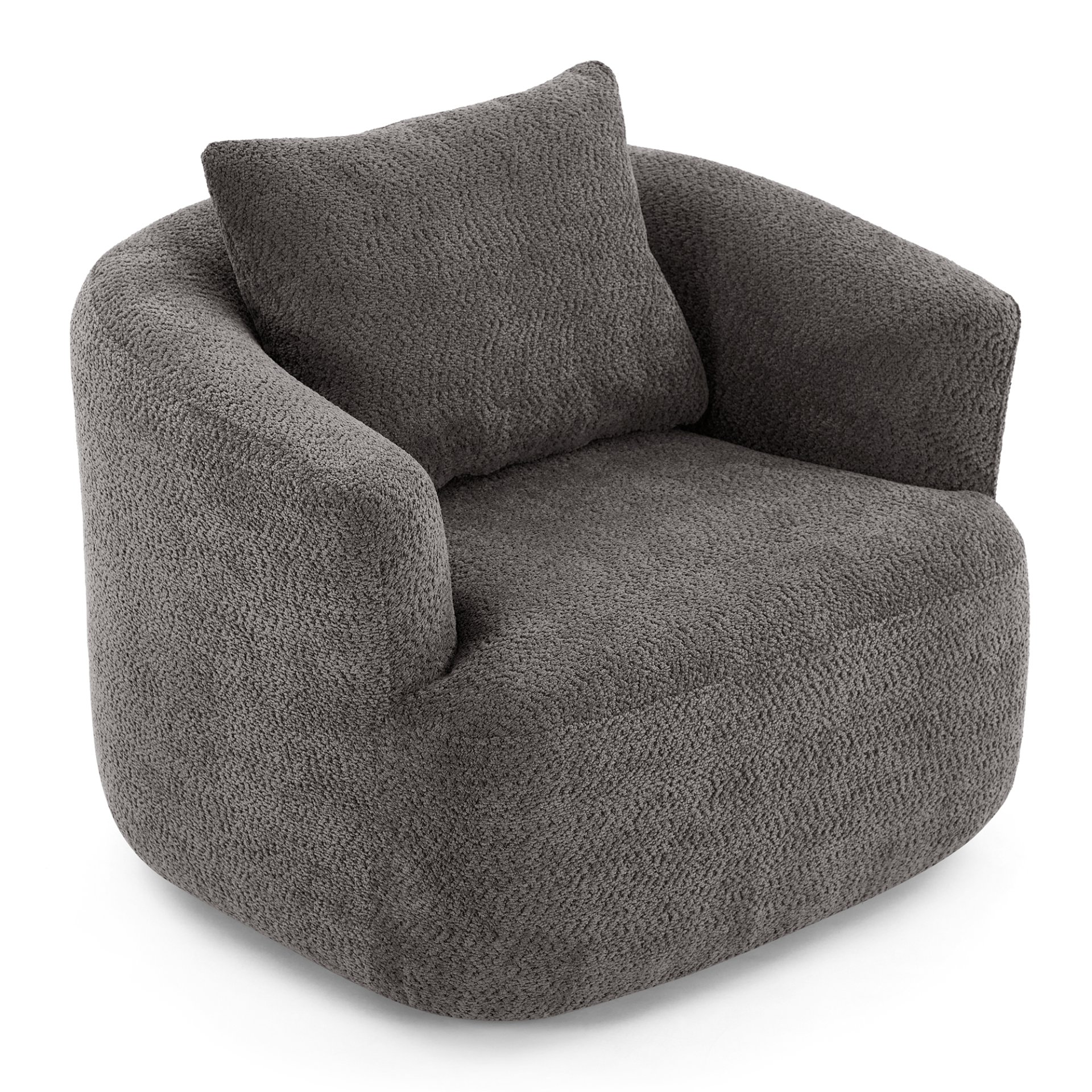 Chenille Upholstered 360° Swivel Barrel Sofa Chair With Throw Pillow, Accent Chair For Living Room, Office And Hotel - Gray - Image 14