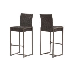 Outdoor Barstool With Hand Crafted Details (Set of 2) - Dark Brown