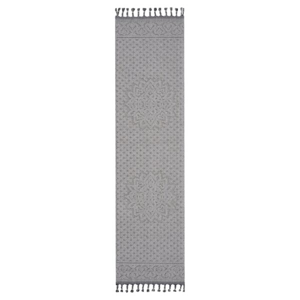 Guros - 2' X 8' Medallion Indoor / Outdoor Area Rug - White / Ivory