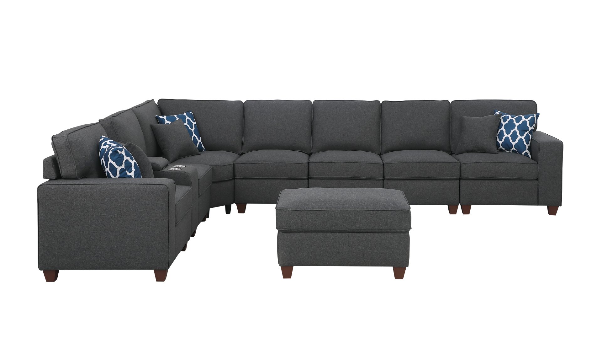 Hannah - Sectional Sofa With Ottoman - Dark Gray - Image 5