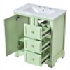 Bathroom Vanity Cabinet With Ceramic Basin, 3 Drawers And Adjustable Shelves - Green - Image 15