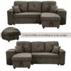 Reversible Sleeper Sectional Sofa Bed With Side Shelf And 2 Stools, Pull-Out L-Shaped Sofa Bed, Corner Sofa-Bed With Storage Chaise Left / Right Hande For Living Room - Knox Charcoal - Image 5