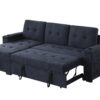 Ashlyn II - Woven Fabric Reversible Sleeper Sectional Sofa With Storage Chaise, Storage Arm, Cup Holder, Charging Ports, Side Pockets, and Pocket Coil Seating - Dark Gray - Image 7