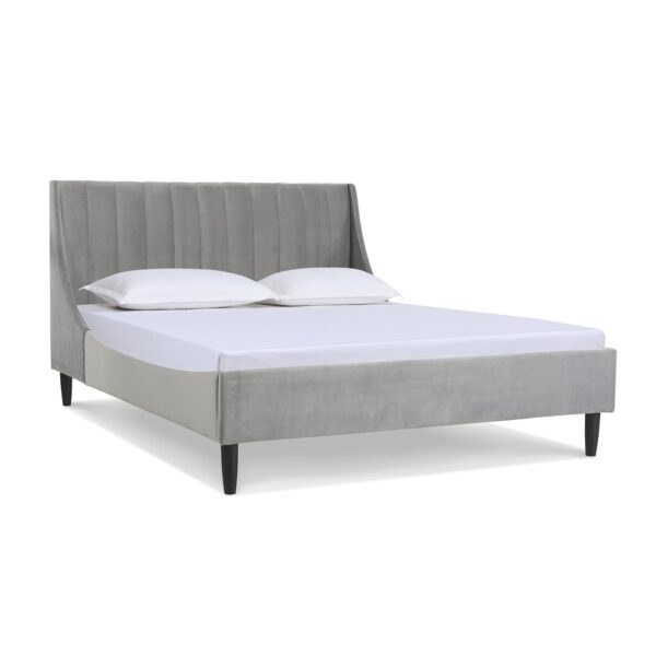 Aspen - Queen Vertical Tufted Modern Headboard Platform Bed Set - Opal Gray