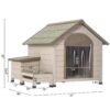Outdoor Fir Wood Dog House With An Open Roof Ideal For Small To Medium Dogs, With Storage Box, Elevated Feeding Station With 2 Bowls. Weatherproof Asphalt Roof And Treated Wood - Cream - Image 2