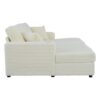 Oversized Loveseat Chaise Lounge Sectional Sofa Bed Corduroy Sleeper Sofa With 2 USB Ports, 2 Cup Holders And 2 Throw Pillows For Living Room And Bedroom - Beige - Image 13