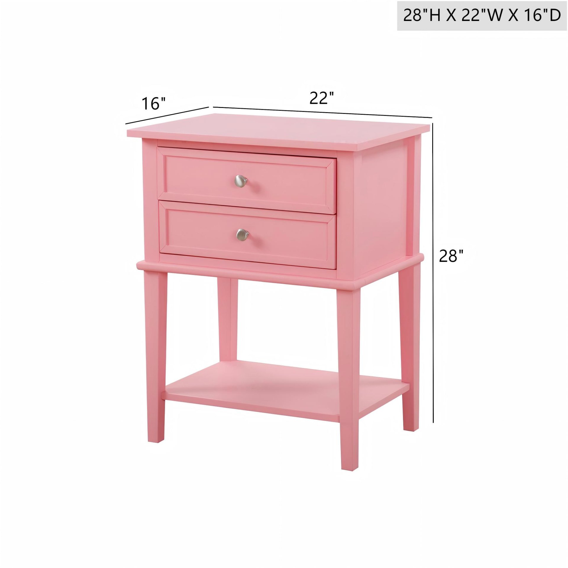 Vibrant Contemporary Nightstand - Pink - Image 3
