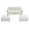 Free Combination Modular Convertible Sectional Sofa Bed Set, 4 Seat Upholstered Sleeper Corner Couch, Deep Seat Loveseat With Ottoman - White - Image 3