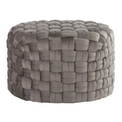 Braided - Round Ottoman - Dark Gray