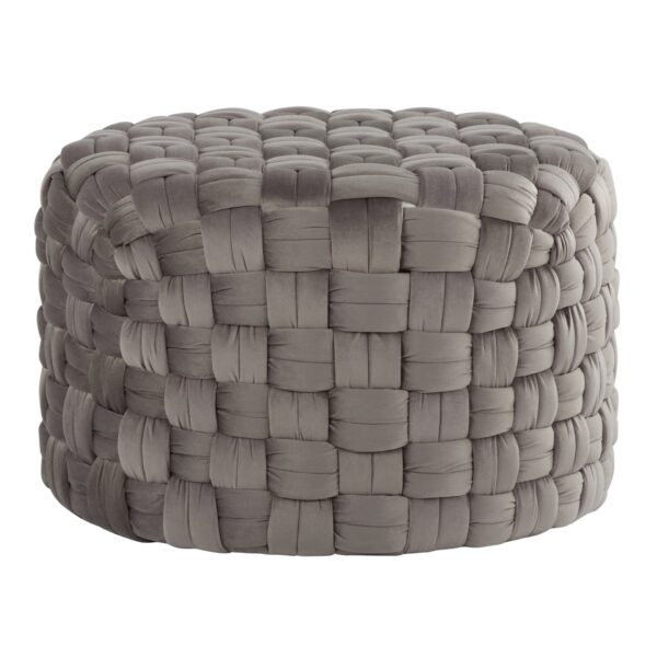 Braided - Round Ottoman - Dark Gray