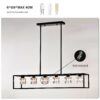 6 Light Farmhouse Chandelier, Modern Industrial Linear Rectangular Crystal Pendant Light Cage Chandelier For Dining Room, Kitchen Island, Bar, Long Table, G9*6 Bulbs Included - Matte Black - Image 6