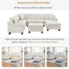 Contemporary U Shaped Sectional Sofa With Movable Storage Ottoman - White - Image 8