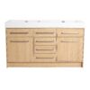 Original 60" Freestanding Bathroom Vanity With Double Resin Sink Soft Closing Doors & Drawers Plywood - Oak - Image 4