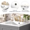 24" Bathroom Vanity With Integrated Undermount Sink, 2 Doors 1 Drawer, Soft Close Hinges, - Gray - Image 9