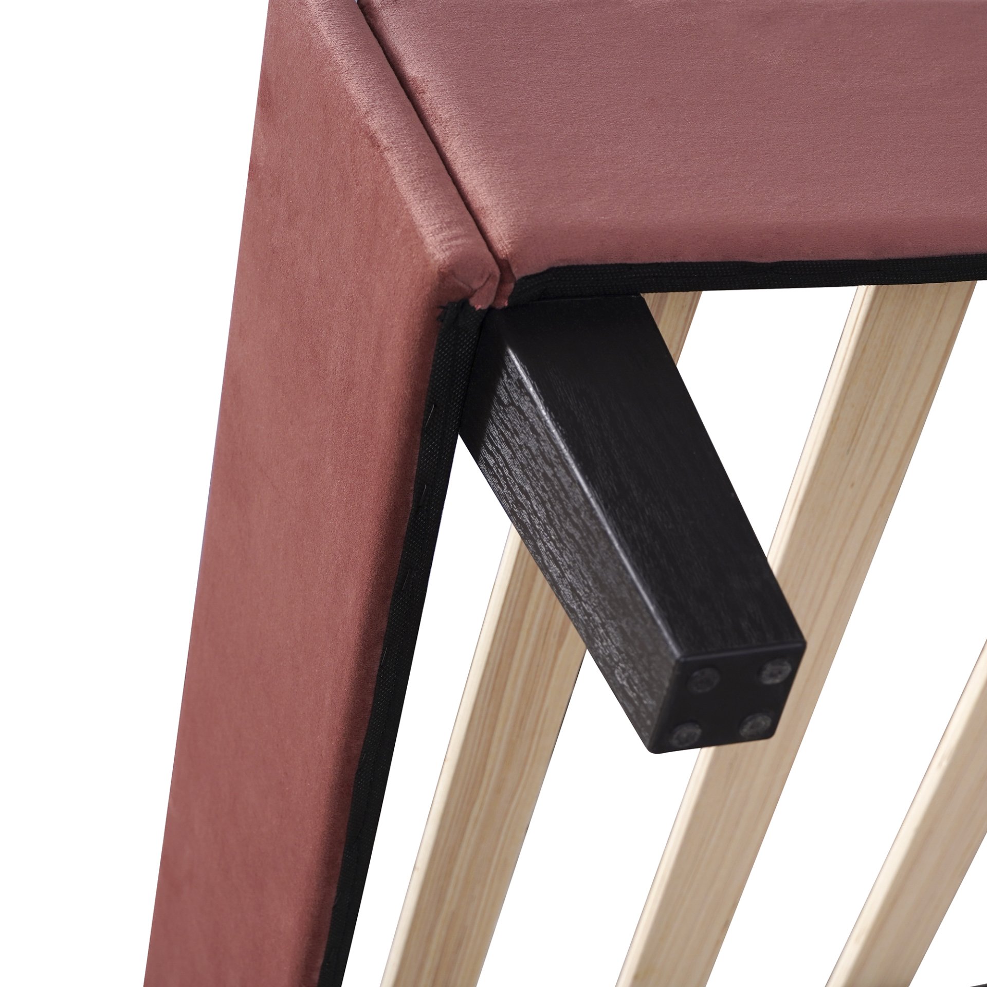 Full Size Upholstered Platform Bed With Flower Pattern Headboard - Bean Paste Red - Image 8