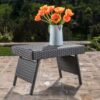 Outdoor Wicker Table With Rectangular Tabletop - Gray - Image 9