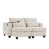 Convertible Chaise Lounge Loveseat Sofa Bed With USB Ports, Cup Holders, Phone Holder, Storage - Beige - Image 9