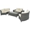 8 Pieces Outdoor Wicker Round Sofa Set, Half-Moon Sectional Sets All Weather, Curved Sofa Set With Rectangular Coffee Table, PE Rattan Water-Resistant And UV Protected, Movable Cushion - Beige - Image 7