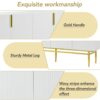Modern Elegant 4 Door Sideboard Gold Metal Handle Buffet Cabinet For Dining Room, Living Room, Bedroom, Hallway - White - Image 6