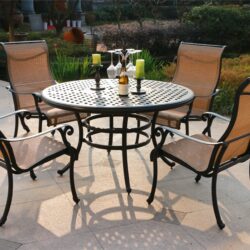 Round 4 Person 51.9" Long Aluminum Dining Set - Antique Bronze