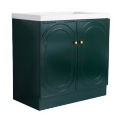 Contemporary Freestanding Bathroom Vanity With Resin Sink & Soft Close Cabinet Doors - Dark Green