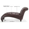 Tufted Armless Chaise Lounge - Dark Brown - Image 8
