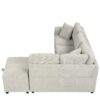 Sectional Sofa L-Shaped Sofa Couch Pull-Out Sofa Bed With A Movable Ottoman, Two USB Ports And Two Cup Holders For Living Room - Gray - Image 20