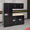 Steel Filing Cabinet With Compartments For Office Use, Storage, File Storage, Archives, And High And Low Cabinets - Black / Red - Image 2