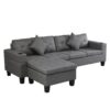 Sectional Sofa Set For Living Room With L Shape Chaise Lounge, Cup Holder And Left Or Right Hand Chaise Modern 4 Seat - Gray - Image 7