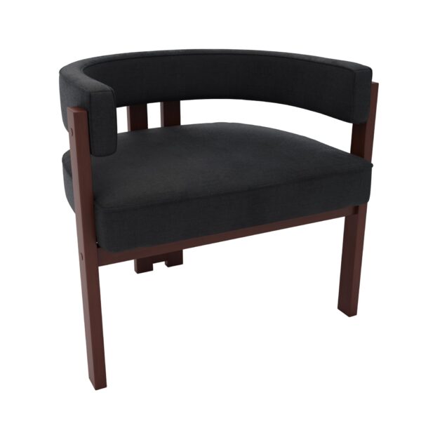 Modern Accent Chair Teddy Upholstered Armchair With Open Back 3 Legs Barrel Dining Chair - Black