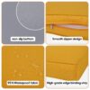 14 Pack Cushion Covers For 7 Piece Wicker Rattan Sectional Sofa (6 Seater), Outdoor Seat And Back Slipcovers With Zippers - Yellow - Image 5