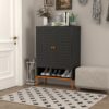 Gjg Hua - Shoe Cabinet With Ergonomic Steel Handle And Breathable Butterfly Door - Black - Image 19