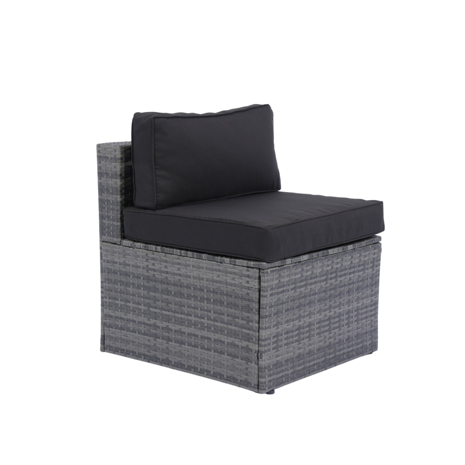 5 Pieces Rattan Sectional Outdoor Furniture Cushioned U Sof Set With 2 Pillow - Gray / Black - Image 9