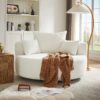 360 Degree Swivel Chair Accent Barrel Chair With Removable Pillows Chenille Fabric - Beige - Image 11