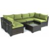 14 Pack Cushion Covers For 7 Piece Wicker Rattan Sectional Sofa (6 Seater), Outdoor Seat And Back Slipcovers With Zippers - Green - Image 4