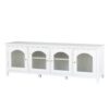 StylishTVcabinet, Entertainment CenterTV Stand, TVconsoletable, Media Console, Solidwood Frame, Changhong Glass Door, Metal Handle - Antique White - Image 14