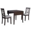 3 Piece Kitchen Dining Set With Drop Leaf Dining Table And 2 Dining Upholstered Chairs, Dining Room Set For Small Places - Espresso - Image 13
