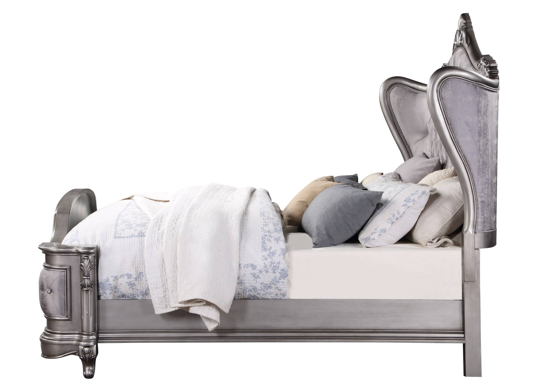 Ariadne - Queen Velvet Bed - Antique Silver - Image 4