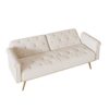 Luxurious Velvet Sofa Bed With Nail Head Trim And Matching Pillow - Beige - Image 9