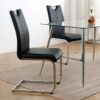 Modern Dining Chairs With Faux Leather Padded Seat Dining Living Room Chairs Upholstered Chair With Chrome Metal Legs Design Side Chairs (Set of 4) - Black / Silver - Image 5
