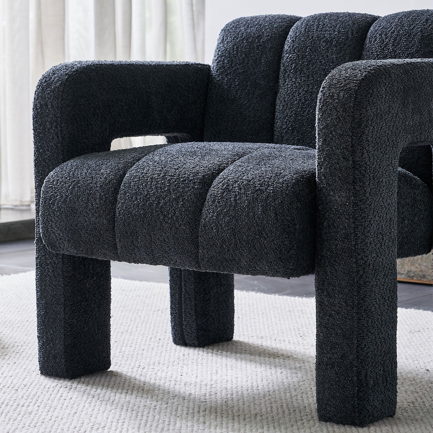 31.10" Boucle Upholstered Accent Chair - Dark Gray - Image 13