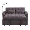 Modern Velvet Loveseat Futon Sofa W / Pullout Bed, Adjustable Reclining Backrest, Toss Pillows - Dark Gray - Image 14