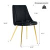 Modern Simple Velvet Dining Chair Set With Gold Metal Legs (Set of 4) - Black - Image 3