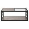 Industrial Style Coffee Table For Bedroom & Living Room With Tempered Glass & Wood Grain - Wood - Image 6